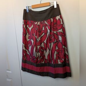 NYGARD Collection Plus Size Women Midi Skirt 100% Silk Size 20 Brown Red Colors